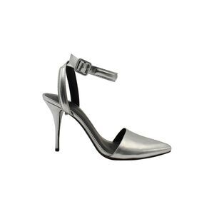 Alexander Wang Ankle Strap Metallic Pumps in Silver Patent Leather
